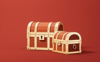 Retro treasure box, 3d rendering. photo