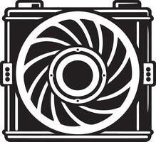 a black and white image of a fan vector
