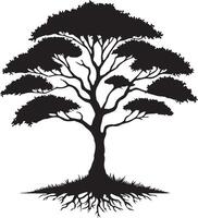 a tree with roots and leaves illustrator vector