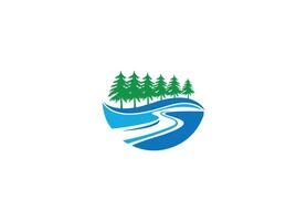 river with tree logo design icon template with white background vector