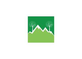 mountain logo design with tree icon template with white background vector
