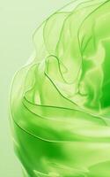 Flowing transparent green multilayer glass background, 3d rendering. photo
