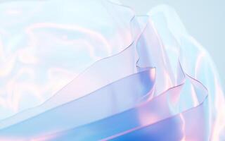 Flowing gradient transparent multilayer glass background, 3d rendering. photo
