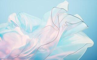 Flowing gradient transparent multilayer glass background, 3d rendering. photo
