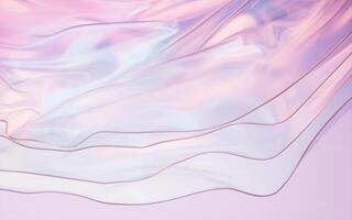 Flowing gradient transparent multilayer glass background, 3d rendering. photo