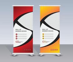 Modern roll up banner templates with red, yellow and black designs vector