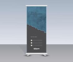 Modern roll up banner with a blue background vector