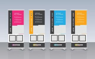 Corporate business roll up banner template design or x banner set vector