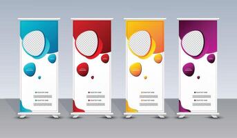 Colorful roll up banner design template design. Vertical banner design signboard advertising vector