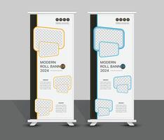 Modern roll up banner design for business events, presentations, promotions, marketing vector