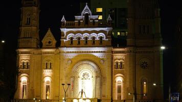 The Philadelphia city night view with the lights on at night photo