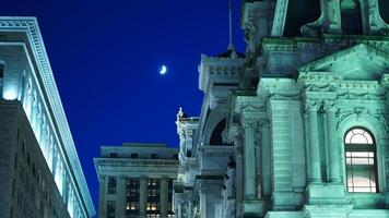 The Philadelphia city night view with the lights on at night photo