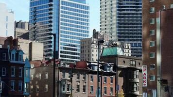 The beautiful Philadelphia city view with the warm sunlight on it photo