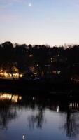 The beautiful sunset view with the colorful sky and river as background in a little USA town photo