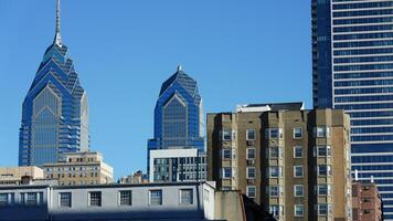 The beautiful Philadelphia city view with the warm sunlight on it photo
