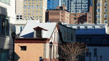 The beautiful Philadelphia city view with the warm sunlight on it photo