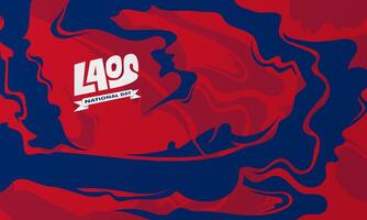 Laos background design with simple blue smoke in flat design on red background. Laos national day campaign. laos independence day background vector
