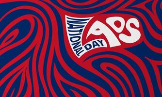 Typography of laos national day design on stripped blue red background. Laos national background design vector