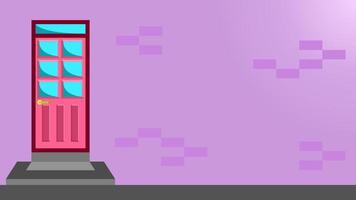 Flat illustration of red door with a wall beside it vector