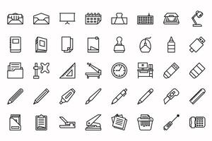 Office icon set style line vector