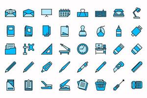 Office solid icon set vector