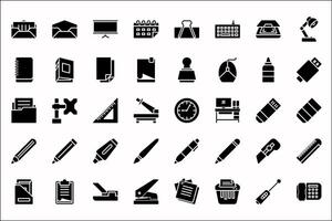 Office icon set style glyph vector