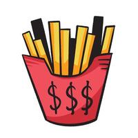 Expensive junk food meal colorful illustration isolated on square white background. Simple flat outlined cartoon art styled drawing. vector