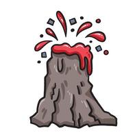 Volcano eruption colorful illustration isolated on square white background. Simple flat outlined cartoon art styled drawing. vector