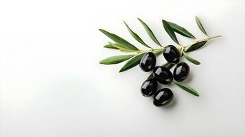 Olives on white background with copy space photo