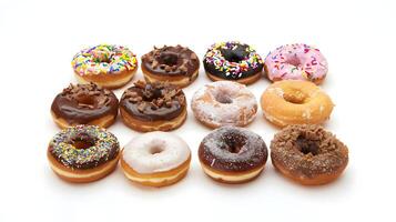 A dozen donuts are arranged in a circle photo