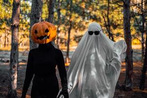 Halloween Whispers When Ghosts Meet Pumpkins photo