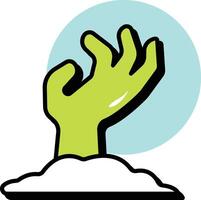 Zombie Hand Bold Halloween Circle Color Outline Icon Style vector