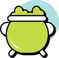 Cauldron Bold Halloween Circle Color Outline Icon Style vector
