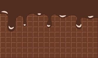 horizontal texture of chocolate bar surface with chocolate dripping vector