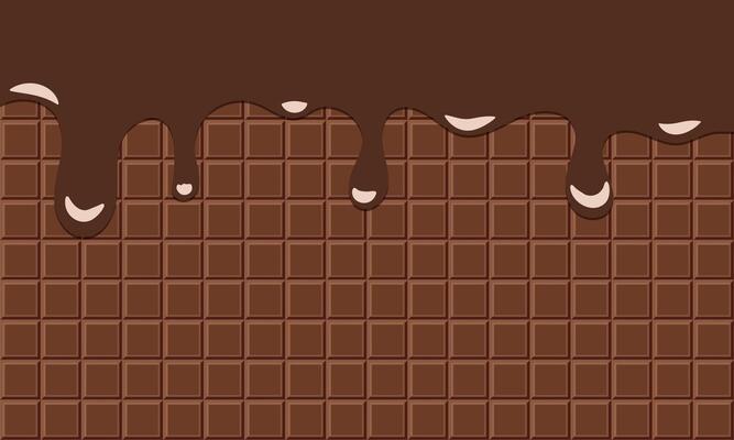 horizontal texture of chocolate bar surface with chocolate dripping