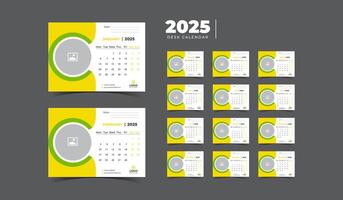 Crisp and Clean 2025 Desk Calendar Layout vector