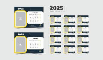 Calming Tones 2025 Desk Calendar for a Peaceful Workspace vector