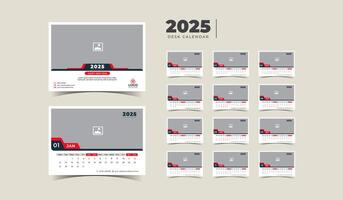 Clean and Chic 2025 Desk Calendar Layout vector