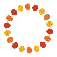 Autumn leaf wreath background for celebration posters. Fall season Leaf greeting invitation circle Frame. vector