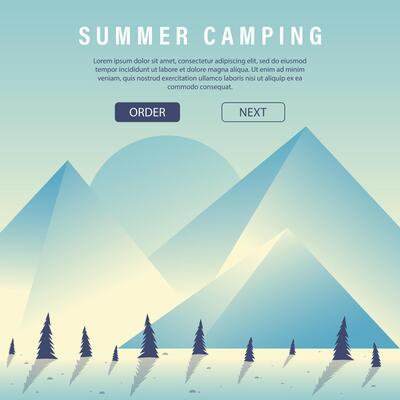 Summer camping and outdoor recreation template. Concept website design for travel agency