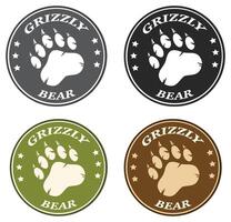 Bear Paw Print Circle Logo Design. Collection Isolated On White Background vector