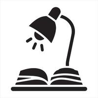 Table reading lamp icon silhouette on white background vector