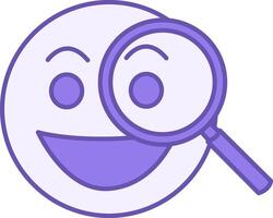 Curious Colored Icon. Icon of Smiling Face and Magnifying Glass. Emotions, Mental Health. Mood Concept vector