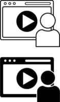 Web Icons. Black and White Icons. User, Website, and Play Button. Social Networks Concept vector