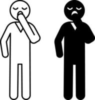 Bored icons. Black and White Icons of a Man Yawning from Boredom. Emotions, Mental Health. Mood Concept vector