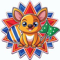A cartoon kangaroo with a star and a star vector