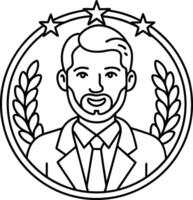 A man with a beard and stars in the background vector