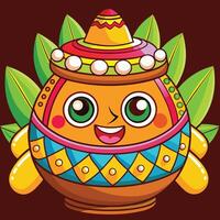 A cartoon character with a colorful pot vector
