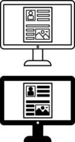 Screen Icons. Black and White Website Icons on Computer Screen. Social Networks Concept vector