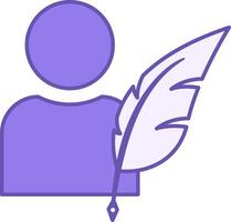 Color Icon Author. Icon of Man with Pen. Creator of Article, Audio, or Content. Blogger and Social Networks Concept vector